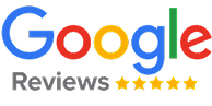 A imagem exibe o logo do Google Reviews.

Na parte superior, está a palavra 'Google' com suas cores características. Abaixo da palavra 'Google', em um texto menor e na cor cinza, está a palavra 'Reviews'. 
Ao lado de 'Reviews', há cinco estrelas douradas completamente preenchidas, dispostas em linha, indicando uma avaliação de 5 estrelas (a pontuação máxima). A imagem está em um fundo branco, o que realça os elementos coloridos e o texto.